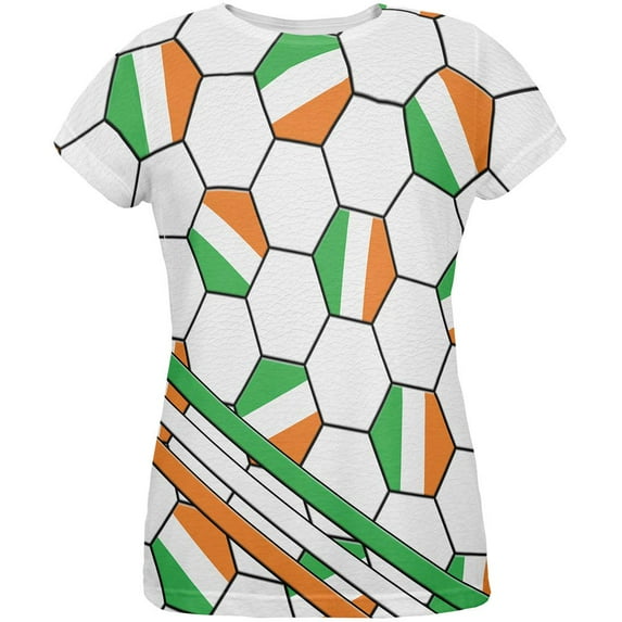World Cup Ireland Soccer Ball All Over Womens T Shirt Multi X-LG