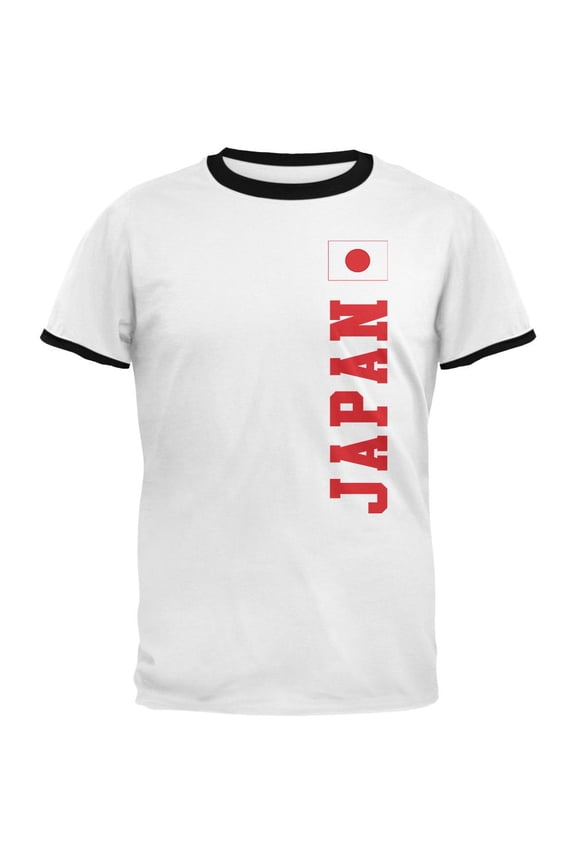 World Cup Japan Mens Ringer T Shirt White-Black SM