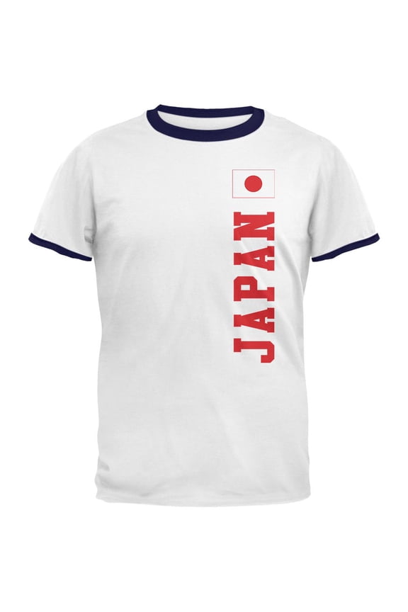 World Cup Japan Mens Ringer T Shirt White-Navy SM
