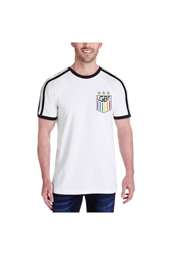 World Cup LGBT Pocket Flag Soccer Jersey T Shirt White-Black SM