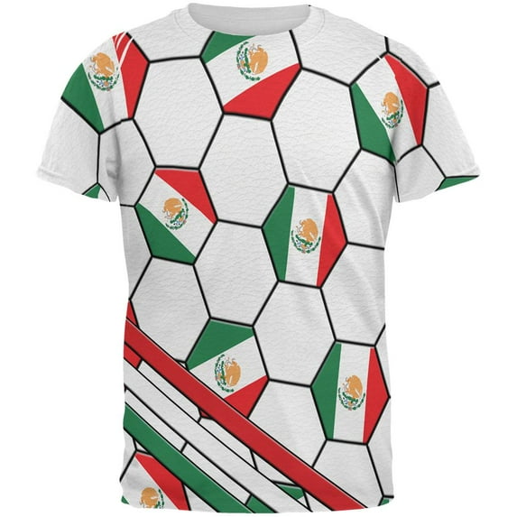 World Cup Mexico Soccer Ball All Over Mens T Shirt Multi X-LG