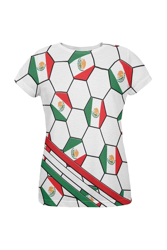 World Cup Mexico Soccer Ball All Over Womens T Shirt Multi MD