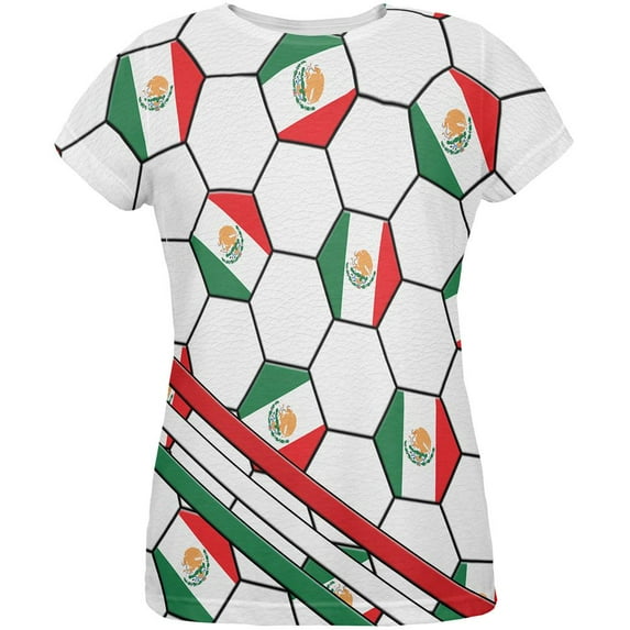 World Cup Mexico Soccer Ball All Over Womens T Shirt Multi MD
