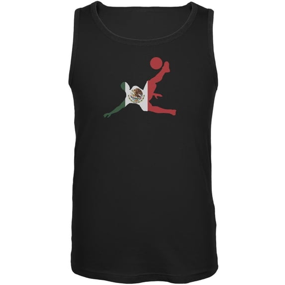 World Cup Mexico Soccer Kick Flag Silhouette Black Adult Tank Top - Medium