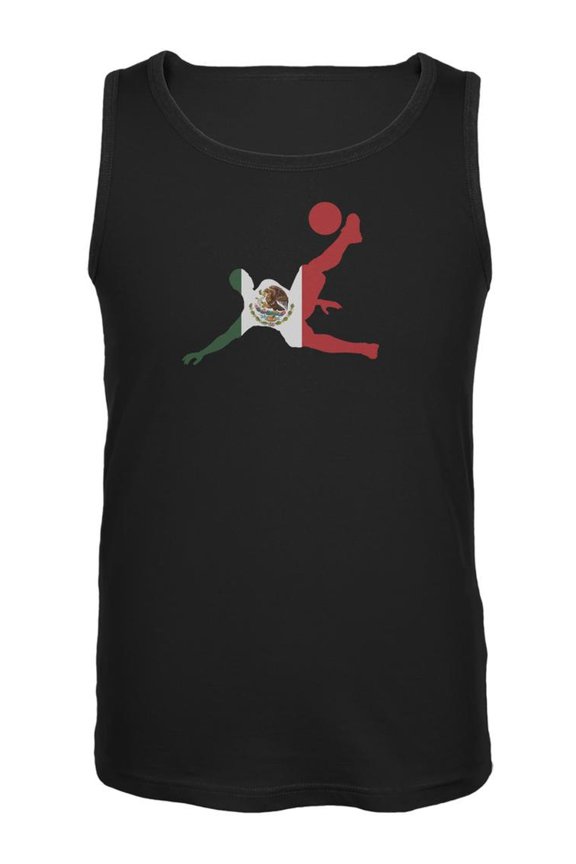 Mexico Soccer Kick Flag Silhouette Black Adult Tank Top - Small