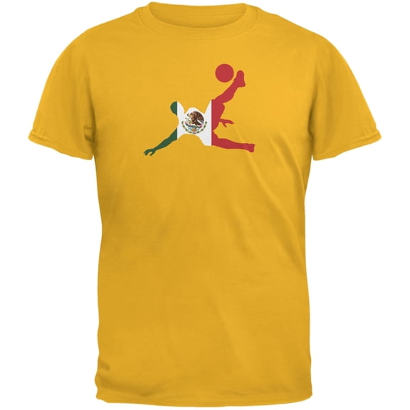 World Cup Mexico Soccer Kick Flag Silhouette Gold Adult T-Shirt - 2X-Large