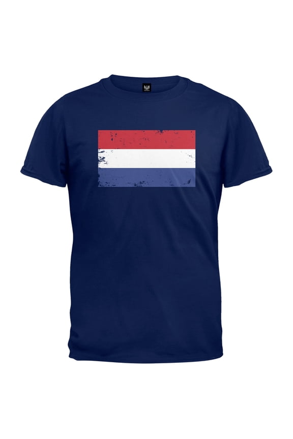 World Cup Netherlands Distressed Flag Navy T-Shirt - Medium