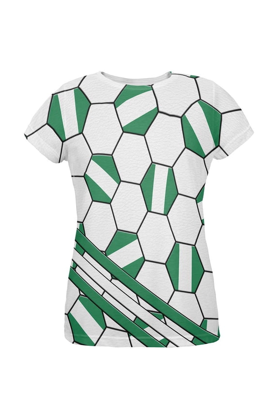 World Cup Nigeria Soccer Ball All Over Womens T Shirt Multi MD