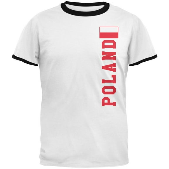 World Cup Poland Mens Ringer T Shirt White-Black X-LG