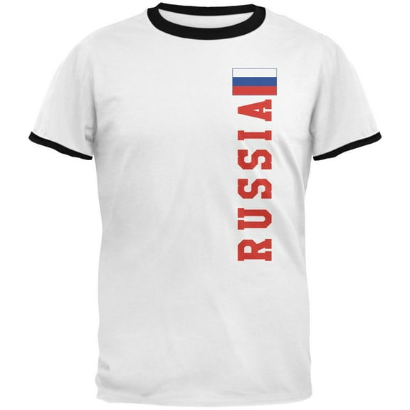 World Cup Russia Mens Ringer T Shirt White-Black MD