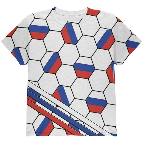 World Cup Russia Soccer Ball All Over Youth T Shirt Multi YLG