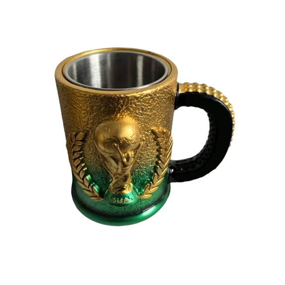 World- Cup Shaped Beer Mug– 3D Trophy Design Stainless Steel Lined Coffee Cup, Drinking Mug for Home or Offices Perfect Commemorative Gift for Kids Adults，Football Sports Enthusiasts