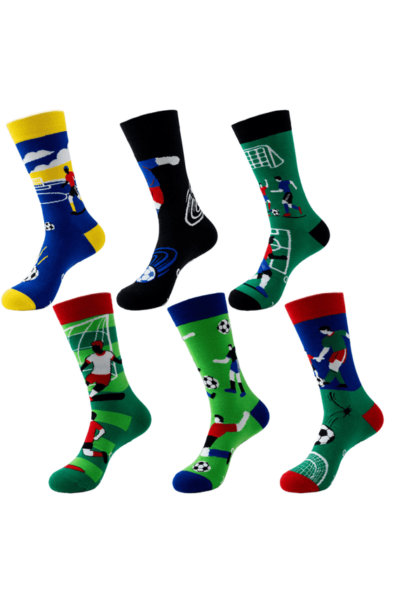 Soccer Tube Socks - Fashion Long Soccer Themed Fan Socks, Athletic Soccer Socks for Men/Kids, Soccer Game Party Socks (6 Pairs)