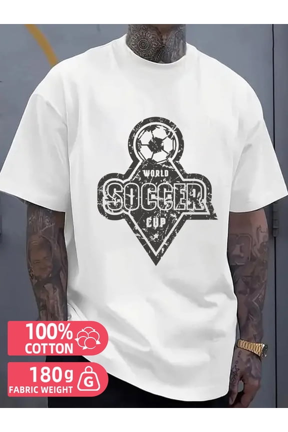 World Cup Soccer men white 180G 100% Cotton New spring and fall printed T-shirts,fashionable and trendy Basic Unisex Shirt Graphic tshirts Basic Unisex Shirt Short Sleeve tshirts