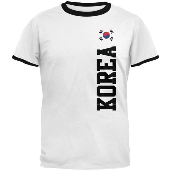World Cup South Korea Mens Ringer T Shirt White-Black LG