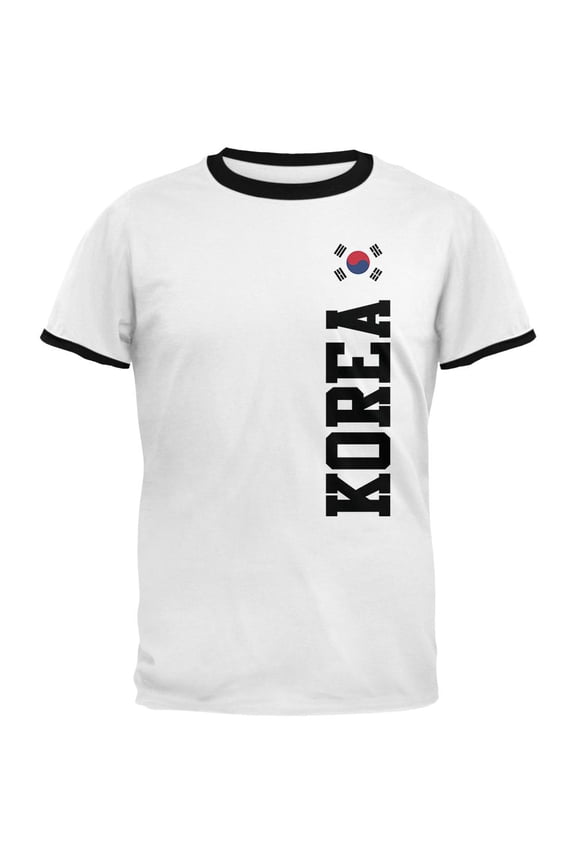 World Cup South Korea Mens Ringer T Shirt White-Black LG