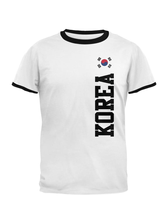 World Cup South Korea Mens Ringer T Shirt White-Black MD