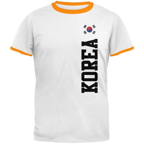 World Cup South Korea Mens Ringer T Shirt White-Gold LG
