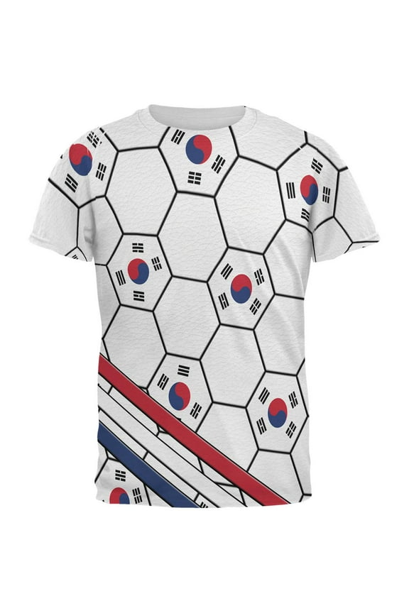 World Cup South Korea Soccer Ball All Over Mens T Shirt Multi LG