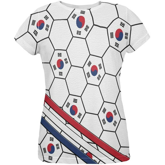World Cup South Korea Soccer Ball All Over Womens T Shirt Multi LG