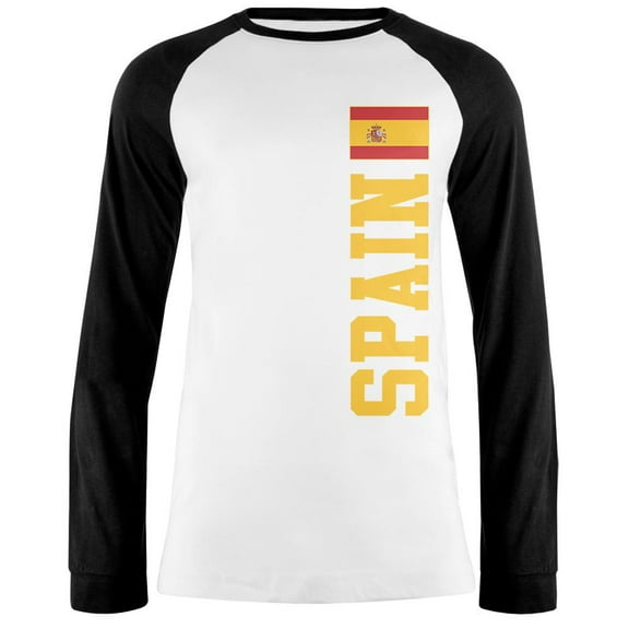 World Cup Spain Mens Long Sleeve Raglan T Shirt White-Black SM