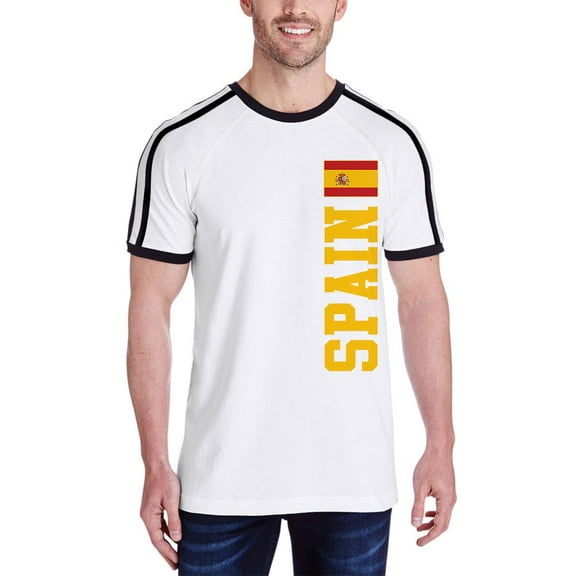 World Cup Spain Mens Soccer Jersey T-Shirt White-Black 2XL