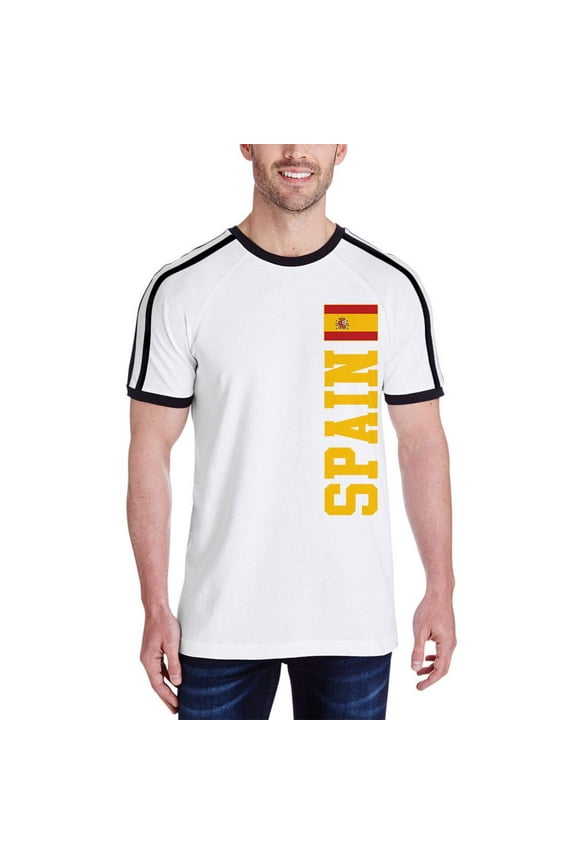 World Cup Spain Mens Soccer Jersey T-Shirt White-Black SM