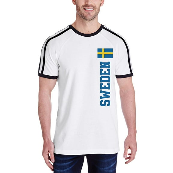 World Cup Sweden Mens Soccer Jersey T Shirt White-Black SM