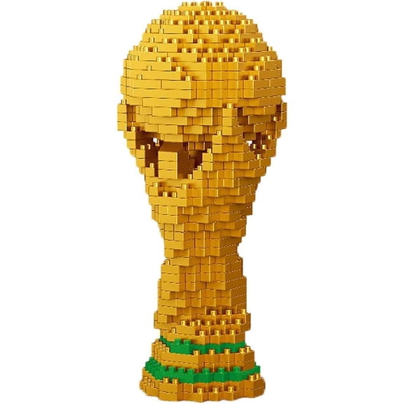World Cup Trophy Micro Building Blocks, Gold Championship Cup Brick Set, Fun DIY Toy for Teens & Football Fans