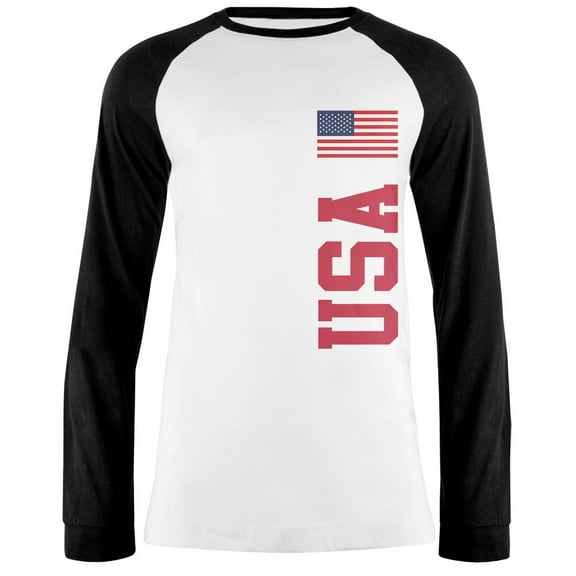 World Cup USA Mens Long Sleeve Raglan T Shirt White-Black MD
