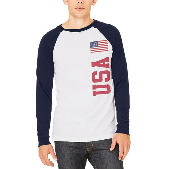 World Cup USA Mens Long Sleeve Raglan T Shirt White-Navy MD
