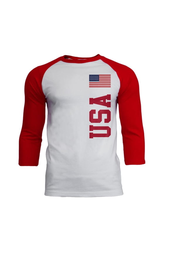 World Cup USA Mens Long Sleeve Raglan T Shirt White-Red X-LG