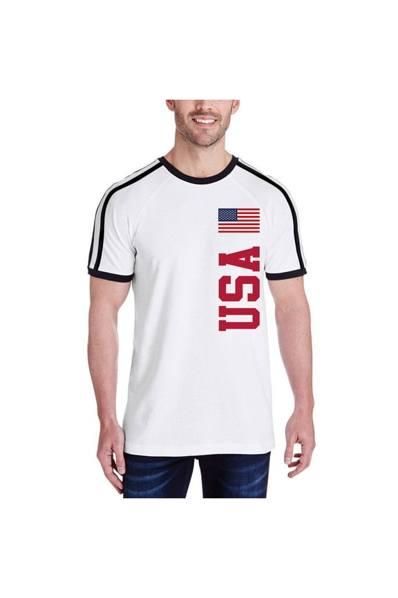 World Cup USA Mens Soccer Jersey T-Shirt White-Black 2XL