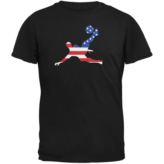 World Cup USA Soccer Kick Flag Silhouette Black Adult T-Shirt - Small