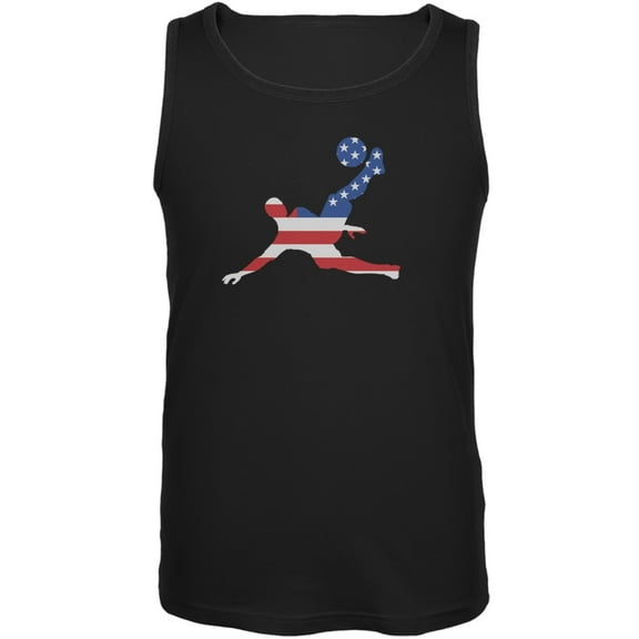 World Cup USA Soccer Kick Flag Silhouette Black Adult Tank Top - Medium
