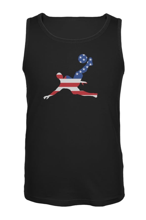 USA Soccer Kick Flag Silhouette Black Adult Tank Top - Small