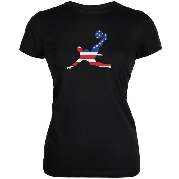 World Cup USA Soccer Kick Flag Silhouette Black Juniors Soft T-Shirt - Medium