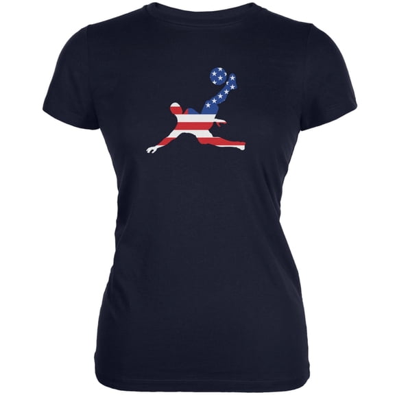World Cup USA Soccer Kick Flag Silhouette Navy Juniors Soft T-Shirt - Medium