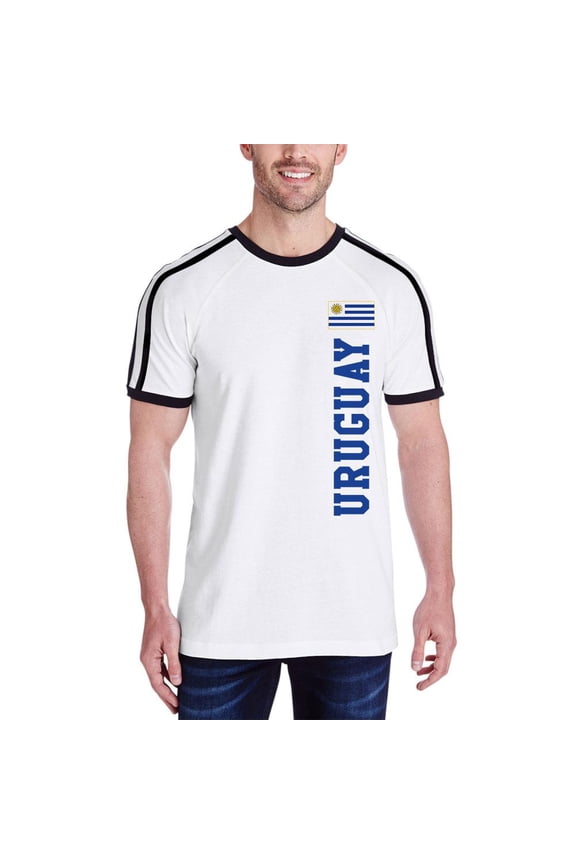 World Cup Uruguay Mens Soccer Jersey T-Shirt White-Black 2XL