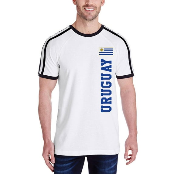World Cup Uruguay Mens Soccer Jersey T-Shirt White-Black X-LG