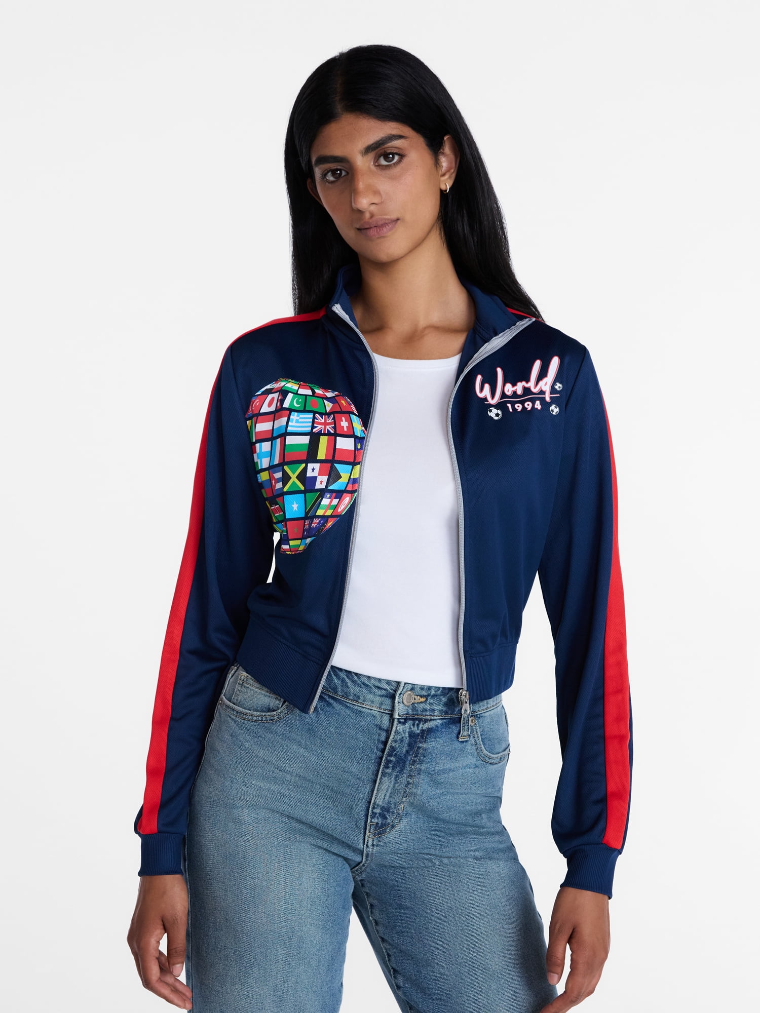 World Cup Women's and Women's Plus Zip Up Fashion Jacket, Sizes XXS-XXL