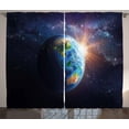 thumbnail image 1 of Ambesonne World Curtains 2 Panel Set, Face of Earth in Space, 108" x 63", Dark Blue Green Yellow, 1 of 3