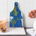 thumbnail image 1 of World Cutting Board, Geography Cartography Theme Continents Vegetation Nature Oceans Icy Cold Lands, Tempered Glass Cutting and Serving Board, Wine Bottle Shape, Blue Green White, by Ambesonne, 1 of 1
