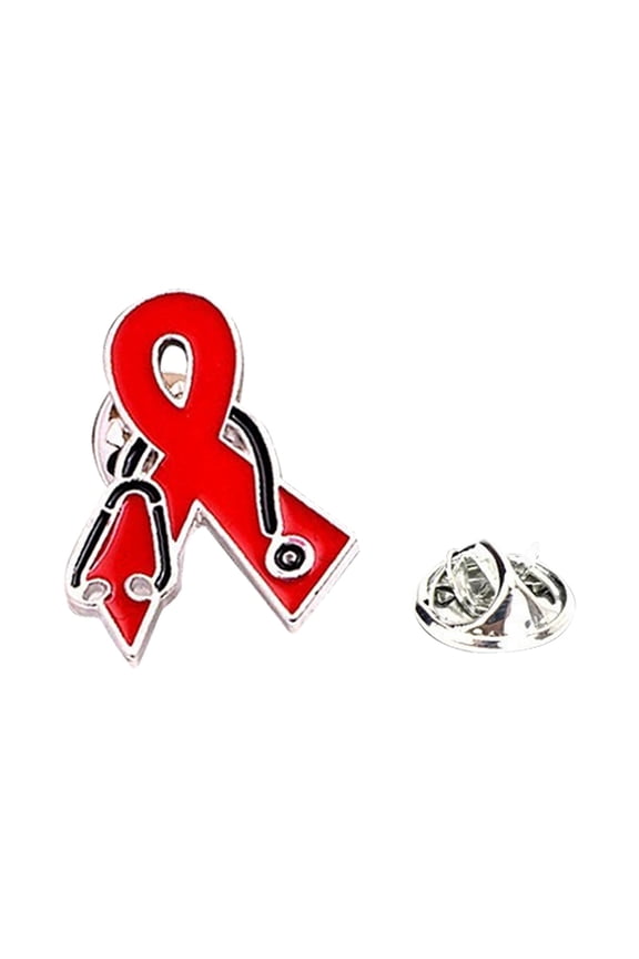 World Day Red Ribbon Pin Awareness Ribbon Brooch For Clothes Jacket Lapel Support Fashion Accessory