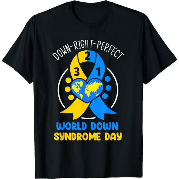 World Down Syndrome Day Awareness 321 T21 Down Right Perfect T-Shirt