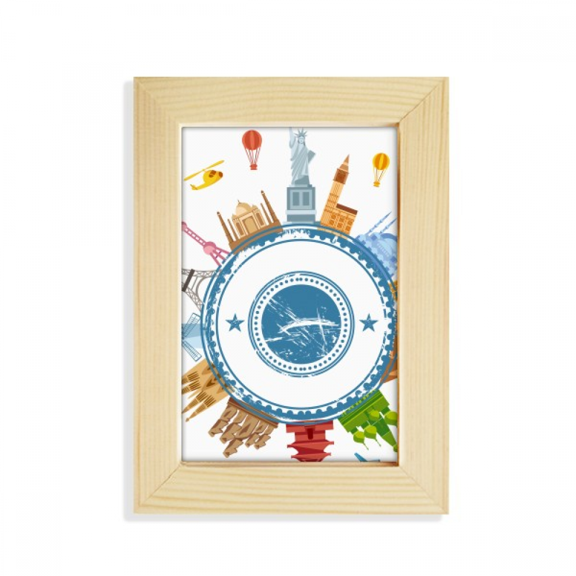 World Earth Landmark City Pattern Desktop Display Photo Frame Picture Art Painting 5x7 inch