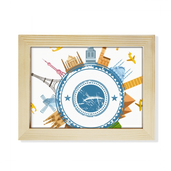 World Earth Landmark City Pattern Desktop Photo Frame Picture Art Decoration Painting 6x8 inch