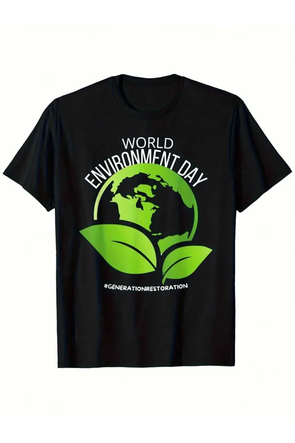 World Environment Day Earth Day Graphic Tee Eco-Friendly Nature Lover Save the Planet Adult Retro Black T-Shirt Generation Restoration Slogan Top