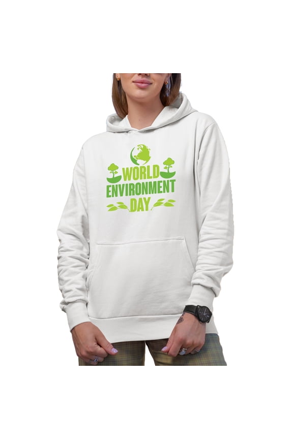 World Environment Day, White Hooded Sweatshirt or Hoodie, Small