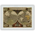 thumbnail image 1 of World Expeditions Map - Sir Francis Drake and Thomas Cavendish - Vintage Colored Cartographic Map by Jodocus Hondius c.1595 - Japanese Unryu Rice Paper Art Print (Unframed) 12 x 16 in, 1 of 4